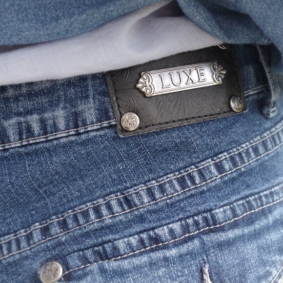 Embellished Pockets Tru   Luxe Ladies Jeans Straight Boot Cut Jeans - Picture 8 of 9